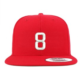Trendy Apparel Shop Number 8 Embroidered Snapback Flatbill Baseball Cap - Red