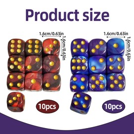 20PCS D6 Dice Versatile Polyhedral Bulk Acrylic Game Dice Durable Colored Dice Set Perfect for Classroom Math Learning Board Games Playing and Rolling (Purple Blue and Red Black)