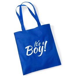 Huuraa Jute Bag 'It`s a Boy! Lettering Bag Cotton 10 Litres with Motif for All Parents Gift Idea for Friends and Family, Bright royal