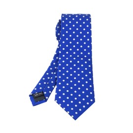 Mens Blue White Dot Self Cravat Tie Silk Jacquard Woven Necktie Gift for Husband