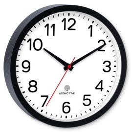 AKCISOT AKCISOT Atomic 10 Inch Wall Clock Analog Clocks for Indoor Kitchen, Battery Operated Clock for Bedroom Office Classroom Living Room(Black)
