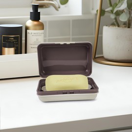 Leakproof Travel Soap Container with Lid Travel Essentials Soap Case for Traveling (Gray)