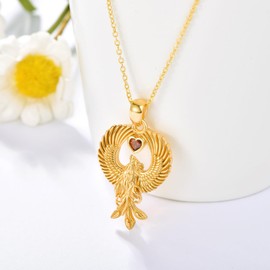 TANGPOET Phoenix Necklace for Women Sterling Silver 24K Gold Plated Phoenix Bird Pendant Necklaces Jewelry Gifts for Birthday Christmas Mothers Day