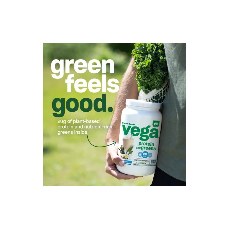 Vega Protein Greens, Vanilla - Plant Based Protein Powder,