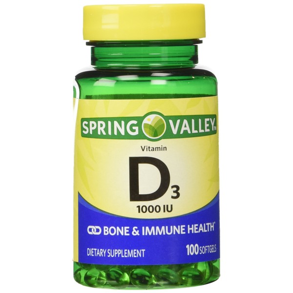 Twinpack Spring Valley High-potentcy D-3 1000 IU, Twin Pack, 100 softgels each