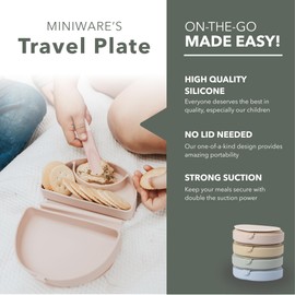 Miniware Silifold - Silicone Baby Plate - Foldable Toddler Travel Essential to Promote Self-Feeding - Food Grade Silicone Toddler Plates & Baby Plates With Suction - BPA Free Baby Essentials - Pink