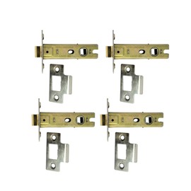 Pack of 4 Heavy Duty Nickel Plated 3 Inch Fire Rated CE Approved Bolt Through Tubular Latch Wooden Door Security Mortice Lock 75mm for Internal and External Doors