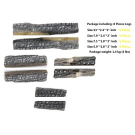 Youlian PR 8 Small Pieces Ceramic Fiber Logs Propane Gel Ethanol or Gas Fireplace Logs All Types of Indoor, Gas Inserts, Ventless & Vent Free, Electric, or Outdoor Fireplaces & Fire Pits