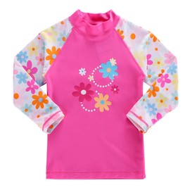 BAOHULU Girls Swimsuit Two Piece Tankini UPF 50+ UV Protective Rash Guard Set 3-12 Years S240_HotPinkLong_4A