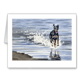 DJ Rogers Fine Art Doberman at the Beach - Set of 10 Note Cards With Envelopes