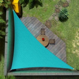 Amgo Custom Size 17' x 20' x 26.2' Turquoise Triangle Sun Shade Sail UPF50+ AGTAPT22, Order to Make Canopy Awning, 95% UV Blockage, Water & Air Permeable, Commercial Standard (We Customize)