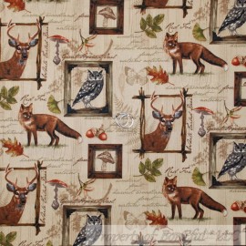 Riley Blake Designs BonEful Fabric FQ Cotton Quilt Brown Deer Buck Acorn Leaf Wood Grain Cabin Owl S