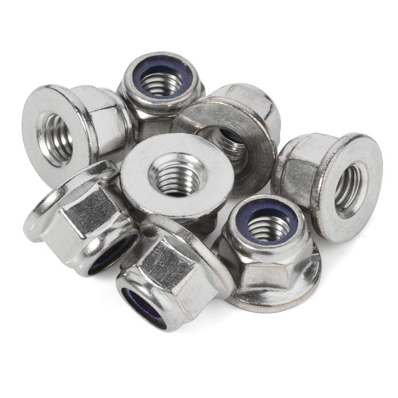 M8-1.25 Flange Nylon Insert Lock Nuts Flanged Locknuts, DIN 6926,