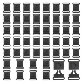 PATIKIL Plastic Safety Breakaway Buckles 5/8 Inch(15mm), 50 Pack Webbing Strap Quick Release Buckle Belt Adjuster for Bra Cat Dog Collar Harness Strap Badge Holders Neck Lanyard, Black