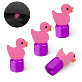 GOOTHX Tire Valve Stem Cap, 4 pcs Glow-in-The-Dark Cute Duckling Tire Valve Cap, Universal for Cars, Motorcycles, Trucks, and Bicycles.(Pink)