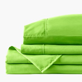 PeachSkinSheets Tropical Lime Sheet Set - 1500tc Level of Softness - Extra Soft Cooling Sheets for Hot Sleepers and Night Sweats - Split Head King Size (36" Split)