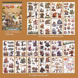 Dizdkizd Pre-Cut Cottage Core Sticker for Journaling, Elf Fairy PET and Paper Materials Vintage Ephemera Collage Book, Cute Bullet Journal Decals Scrapbook Supplies