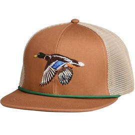 EDTREK Outdoorsman Pro Trucker Breathable Mesh Performance Cap - Flat Brim Snapback Hat (Mallard Duck with Rope Marsh Brown)