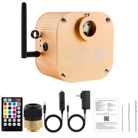 ATOKEE 16W Twinkle Fiber Optic Light Box, Bluetooth App/RF Remote Control for Starlight Headliner, Car Plug & Power Adapter, PG Connector & 3 Drill Bits
