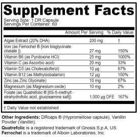 ATABEX ONE | PRENATAL MULTIVITAMIN | IRON | DHA | 60 DR VEGGIE CAPSULES