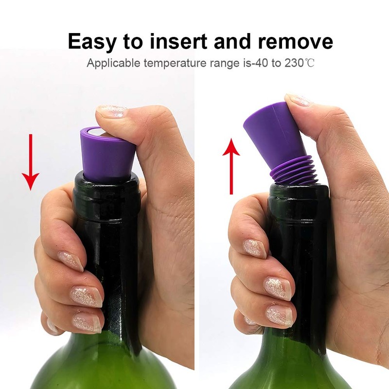 6PCS Wine Stoppers, AK1980 Silicone Reusable Sparkling Wine Bottle Stopper
