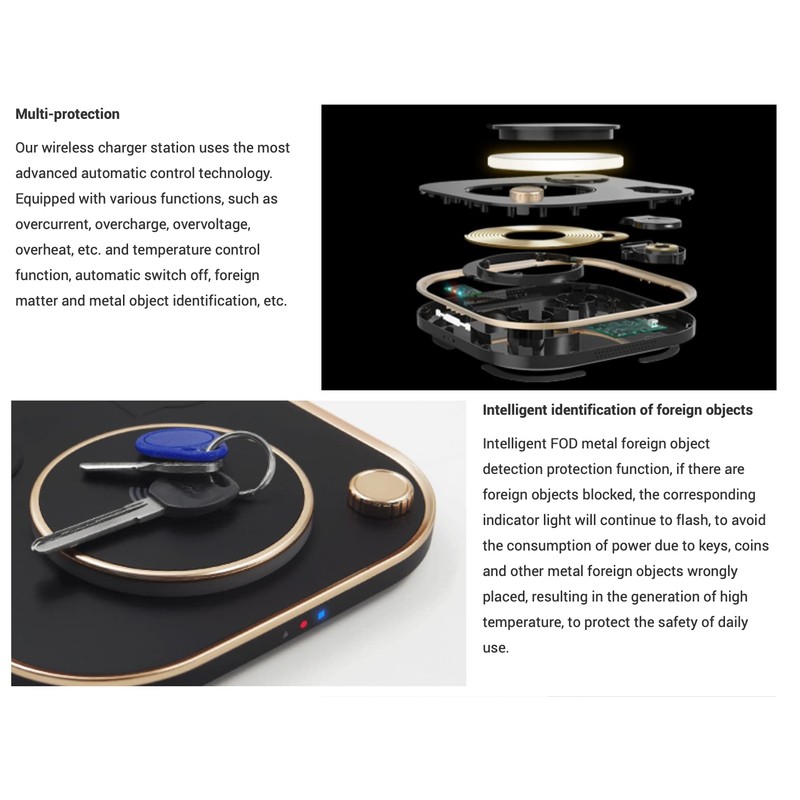 Nordecco 5 IN 1 Wireless Desktop Smart Dock Charger Dimmable