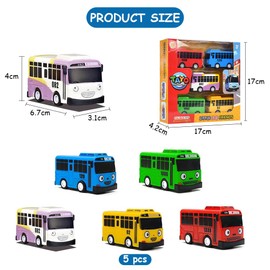Zhuporn Pack of 5 Mini Bus Toys, Pull Back Toy Cars, Mini Pull Back Toy Cars, Small Bus Toy, Bus Model, Toy Cars Set for Friends and Children, for Children from 3 Years