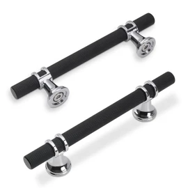 KOMOTIA 10 Pack 3-3/4 Inch Cabinet Pulls knurled Matte Black and Polished Chrome Kitchen Cabinet Handles Aluminum and Zinc Alloy Drawer Pulls Solid Cabinet Hardware