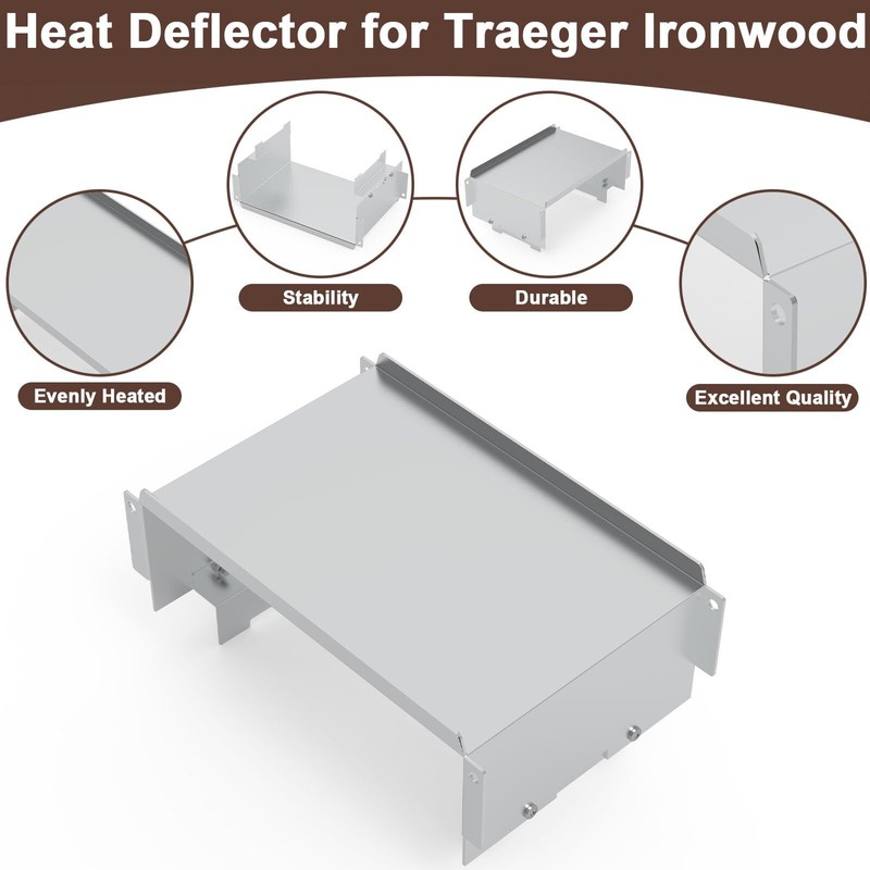 Upgraded Heavy Duty Steel Heat Diffuser for Traeger Ironwood 885/780/650/575,Heat