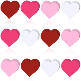 JUNEBRUSHS Heart Cutout, 120Pcs Valentine's Day Cutouts Red Pink White Rose Red Heart Shaped Paper Cutout for Valentines Classroom Bulletin Board Decoration School Craft Projects