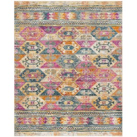 SAFAVIEH Area Rug 8x10 - Madison Collection - Large - Blue & Fuchsia, Moroccan Boho Distressed Design, Non-Shedding & Easy Cleaning, Ideal for Living Room, Bedroom, Office, Dining Space (MAD118C)