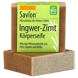 Savion Ginger Cinnamon Body Soap, Spicy Plant Oil Soap, Palm Oil-Free, Vegan, Cruelty Free, 80 g