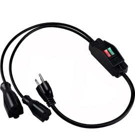 Makevivi 2 Way Extension Cord with On/Off Switch 3 Prong Outdoor Extension Cord Splitter, Heavy Duty Extension Cord with SJTW 14AWG 15A/125V and 18AWG 10A/125V(3 Ft, Black)