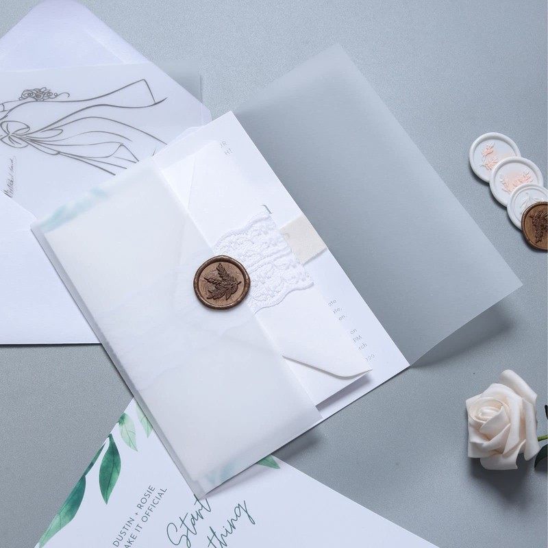 100 Pack Pre-Folded Vellum Jackets for 5x7 Invitations -Vellum Envelope