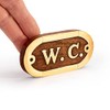 NKlaus 11765 Toilet Door Sign Brass and Wood 10.5 x