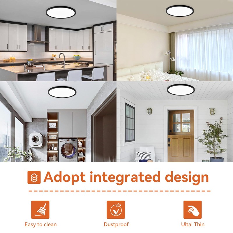 TALOYA 10 Inch Black LED Ceiling Light Fixture Flush Mount,