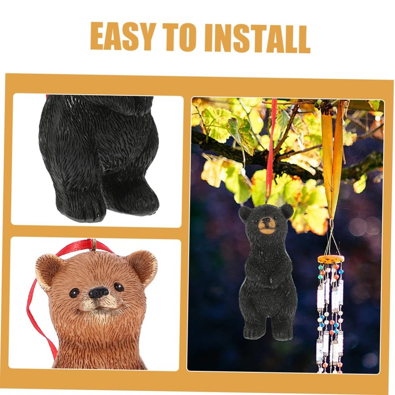 Mipcase 2pcs Adorable Bear Statues Cute Resin Hanging Ornaments for