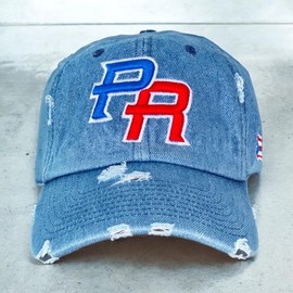 Puerto Rico Distressed Dad Hats Metal Buckle:_Denim