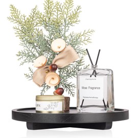 zoocatia - Alzador decorativo redondo, organizador de madera para el bao, decoracin de cocina rstica, base de madera para jabonera, perfume, vela,... 