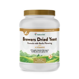 NaturVet NaturVet C Brewers Dried Yeast Formula with Garlic Flavoring C Plus Vitamins C Supports Healthy Skin & Glossy Coat C Fortified with B-1, B-2, Niacin & Vitamin C C for Dogs & Cats (4 lb Powder)