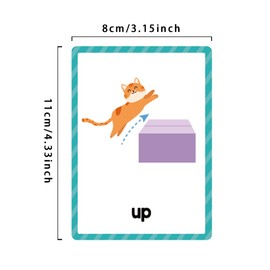 Lilias Prepositions & Transportations English Words Double-Side Learning Flash Cards, Homeschool Preschool Kindergarten Teaching Aids, Classroom Supplies, 20 Cards in Set