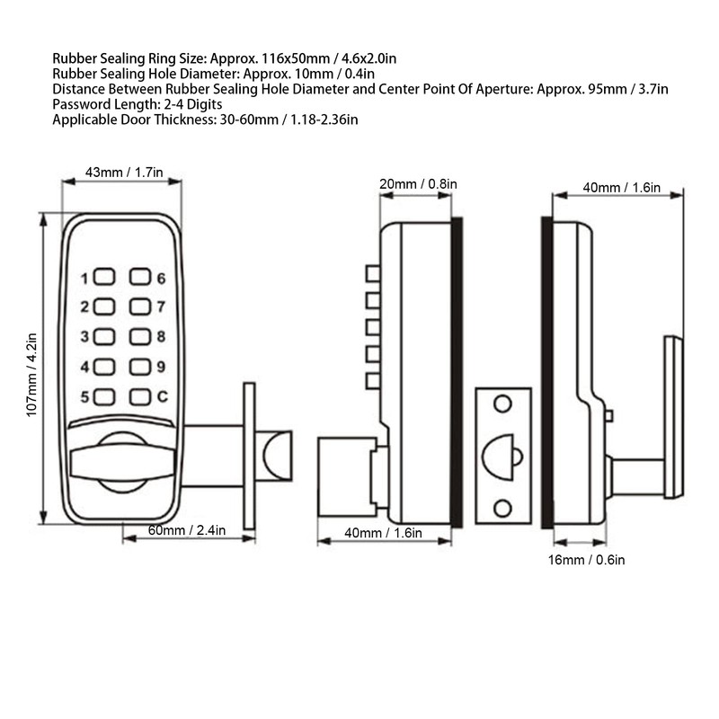 Mechanical Password Lock, Keyless Entry Door Lock Keypad Digital Pass