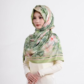 HONGSAM Iqipa Boho Chic Pareo,mandala Pareo,Peony Jacquard Scarf Faux Hualuo Silk Crinkle Scarf With Botanical Print,Oversized 45"x67" Bikini Swimsuit Cover Up Art Shawl Free Spirit Collection