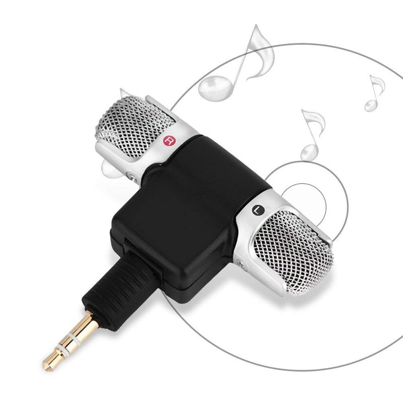 Mini micrófono estéreo para teléfono inteligente, conector jack de 3,5