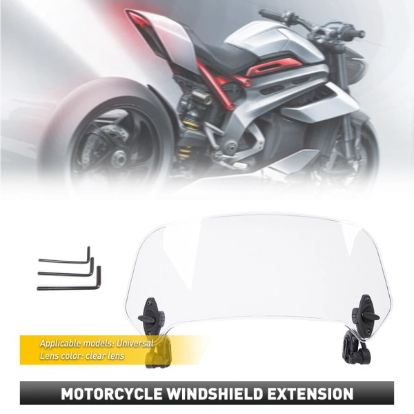 Unbranded Motorcycle Windshield Screen Extension Spoiler Wind Deflector Adjustable Clear