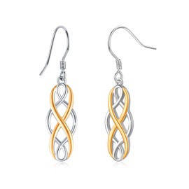 Infinity Earrings 925 Sterling Silver Infinity Celtic Hanging Earrings for Women Girls Mother, Jewellery for Women, Silver, Gold plating
