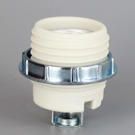 Lamp PORCELAIN THREADED SKIRT SOCKET E-26 WITH 1/8IPS HICKEY NEW 20085G