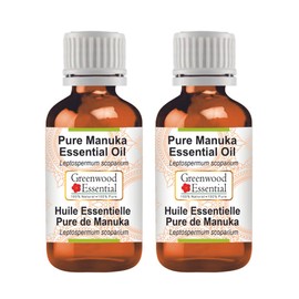 Greenwood Essential Pure Manuka Essential Oil (Leptospermum scoparium) Steam Distilled (Pack of Two) 100ml X 2 (6.76 oz)