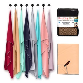 Snug Rug Microfibre Towel Super Absorbent Quick Drying Lightweight Compact for Travel Antibacterial Swimming Sports Travel Sandproof Beach Towels Microfibre Beach Sand Beige Large 80 x 160 cm