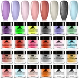 EBANKU Acrylic Powder Set, 24 Colors Acrylic Powder Professional Acrylic Nail Powder for Nail Acrylic Extension, Nail Carving, Long-Lasting, No Nail Lamp Needed
